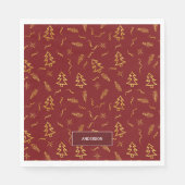 Serviette En Papier Gold Foil Noël Arbre Motif Red Holiday (Devant)