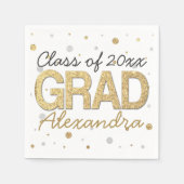Serviette En Papier Gold Foil Parties scintillant Confetti Graduation  (Devant)