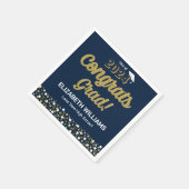 Serviette En Papier Gold Foil Script Confetti Congrats Grad Blue (Coin)