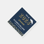 Serviette En Papier Gold Foil Script Confetti Graduation Party Blue (Coin)