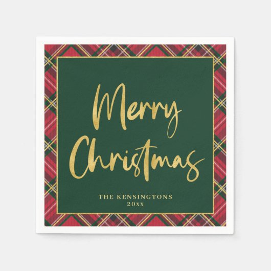 Serviette En Papier Gold Foil Script Joyeux Noël Fête (Devant)