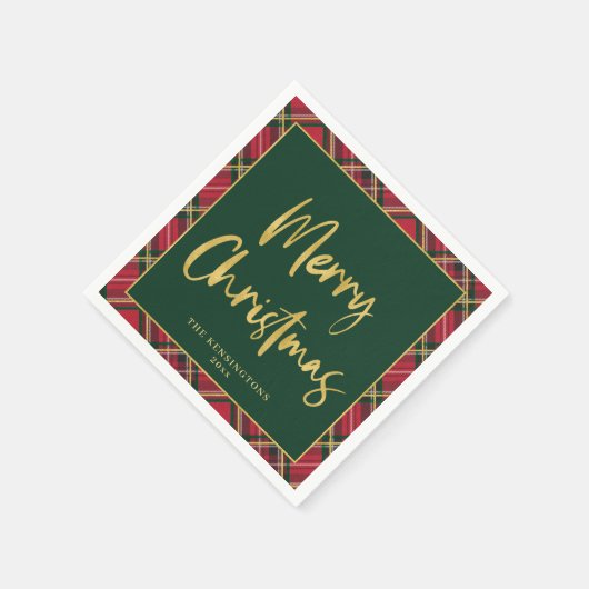 Serviette En Papier Gold Foil Script Joyeux Noël Fête (Coin)