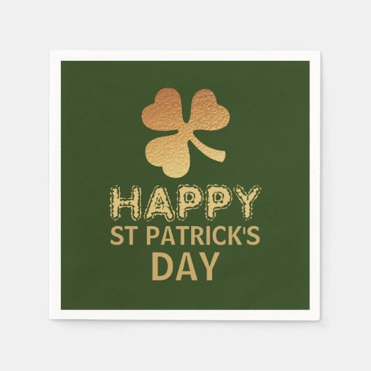 Serviette En Papier Gold Foil Shamrock, St Patrick's Day Party (Devant)