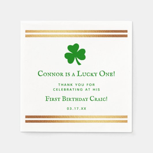 Serviette En Papier Gold Foil St. Patrick's Day 1er anniversaire (Devant)