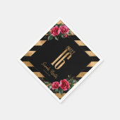 Serviette En Papier Gold Foil Stripes Floral Black ID757 (Coin)