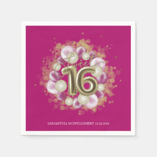 Serviette En Papier Gold Foil Sweet 16 Anniversaires Balloons Party Ho