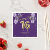 Serviette En Papier Gold Foil Sweet 16 Ballons d'anniversaire fête vio (En situation)