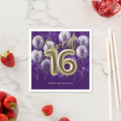 Serviette En Papier Gold Foil Sweet 16 Ballons d'anniversaire fête vio (En situation)
