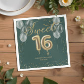 Serviette En Papier Gold Foil Sweet 16 Ballons d'anniversaire Parti Ve