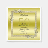 Serviette En Papier Gold Gem & Parties scintillant 50e Anniversaire du (Devant)