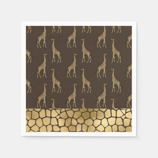 Serviette En Papier Gold Giraffe Chic élégant élégant (Devant)