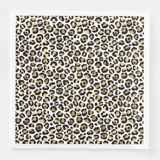 Serviette En Papier Gold Glam Black Leopard (Devant)