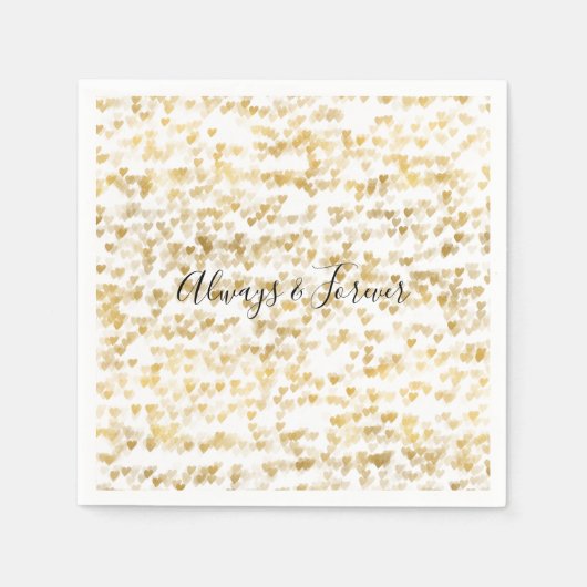 Serviette En Papier Gold Glam Hearts Bokeh (Devant)