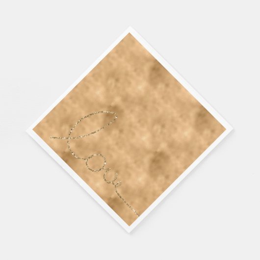 Serviette En Papier Gold Glam Parties scintillant Love (Coin)