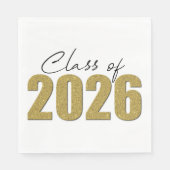 Serviette En Papier Gold Glitter Class of 2026 (Devant)