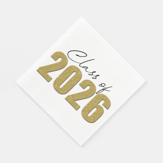 Serviette En Papier Gold Glitter Class of 2026 (Coin)