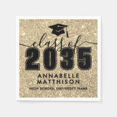 Serviette En Papier Gold Glitter Graduation (Devant)