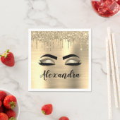 Serviette En Papier Gold Glitter Sparkle Eyelashes Monogram (En situation)