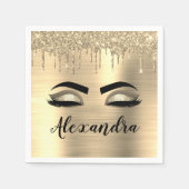 Serviette En Papier Gold Glitter Sparkle Eyelashes Monogram (Devant)
