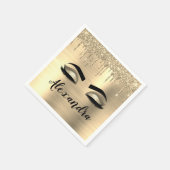 Serviette En Papier Gold Glitter Sparkle Eyelashes Monogram (Coin)
