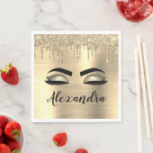 Serviette En Papier Gold Glitter Sparkle Eyelashes Monogram (En situation)