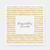 Serviette En Papier Gold Glitzy Stripes Anniversaire (Devant)