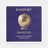 Serviette En Papier Gold Globe Passport Travel Baby Shower (Devant)