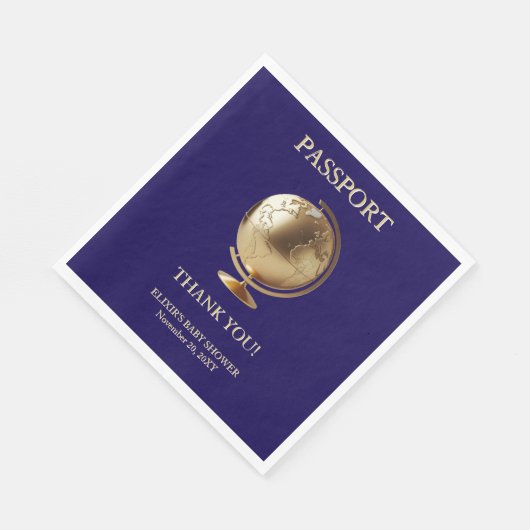 Serviette En Papier Gold Globe Passport Travel Baby Shower (Coin)