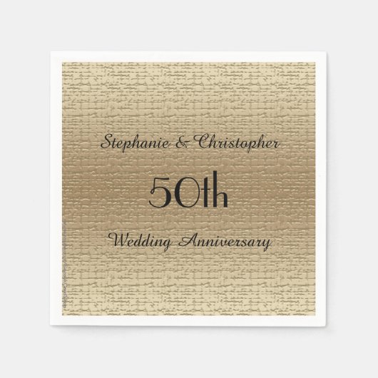 Serviette En Papier Gold Golden 50th Anniversary Party Papier Napkin (Devant)