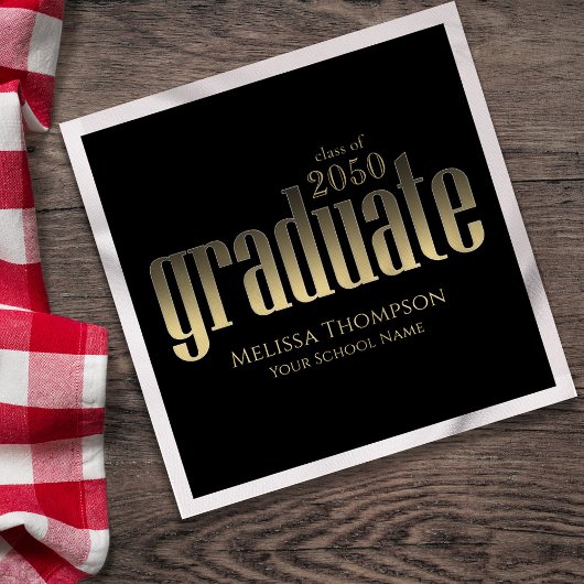 Serviette En Papier Gold Graduation Party Moderne Custom Luncheon