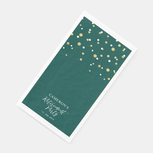 Serviette En Papier Gold & Green Design Confetti Retraite Party (Coin)