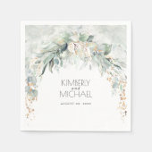 Serviette En Papier Gold Green et Eucalyptus Feuille Mariage (Devant)