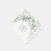 Serviette En Papier Gold Green et Eucalyptus Feuille Mariage (Coin)