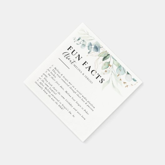 Serviette En Papier Gold Green Feuilles Trivia Fun Fun Fun Fun Mariage (Coin)