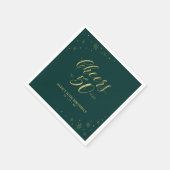 Serviette En Papier Gold & Green Modern Cheers 50e fête d'anniversaire (Coin)
