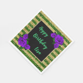 Serviette En Papier Gold Green Parties scintillant rayures violet Rose (Coin)