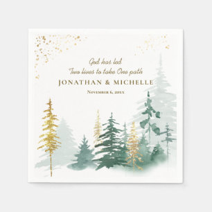 Serviette En Papier Gold Green Pine Trees Inspirationnel