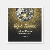 Serviette En Papier Gold Halftone Disco Ball Dansons Anniversaire (Devant)