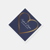 Serviette En Papier Gold Heart Around Details, sur Navy Blue (Coin)