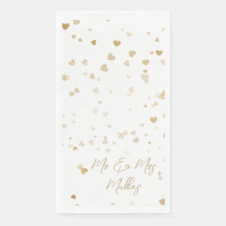 Serviette En Papier Gold Heart “Mr & Mrs” Wedding Napkins