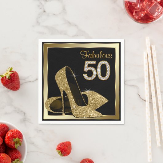 Serviette En Papier Gold High talon 50e fête d'anniversaire (En situation)