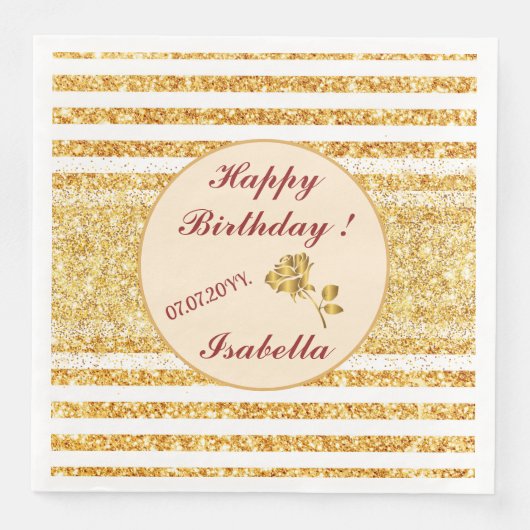 Serviette En Papier Gold Horizontal Parties scintillant Boho Popular C (Devant)