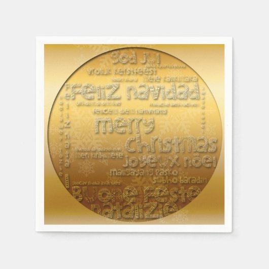 Serviette En Papier Gold International Christmas Navidad Paper Napkin (Devant)