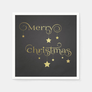 Serviette En Papier Gold Joyeux Noël étoiles