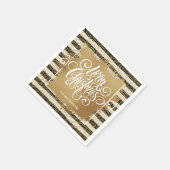 Serviette En Papier Gold Joyeux Noël noir blanc rayures (Coin)