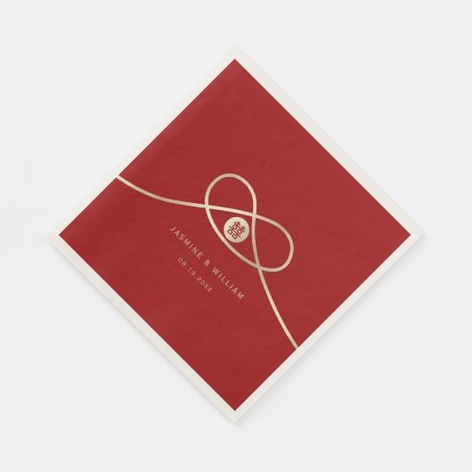 Serviette En Papier Gold Knot Union Double Bonheur Mariage chinois (Coin)
