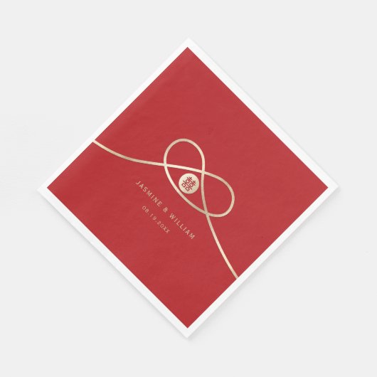 Serviette En Papier Gold Knot Union Double Bonheur Mariage chinois (Coin)