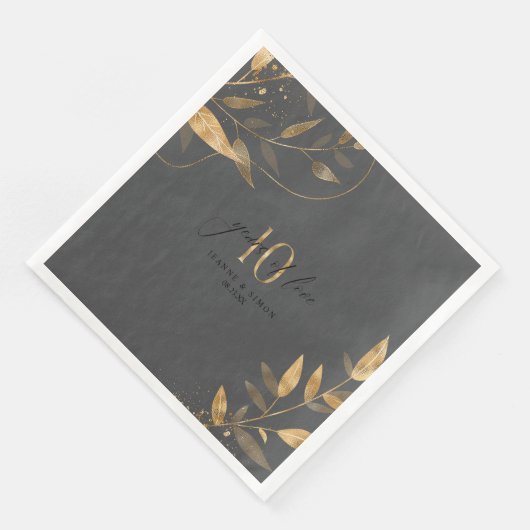 Serviette En Papier Gold Leaf 10th Anniversary Years of Love ID1169 (Coin)