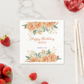 Serviette En Papier Gold Leaf Orange Peony Rustic Floral Anniversaire (En situation)