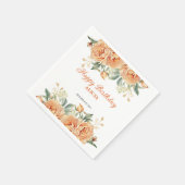 Serviette En Papier Gold Leaf Orange Peony Rustic Floral Anniversaire (Coin)